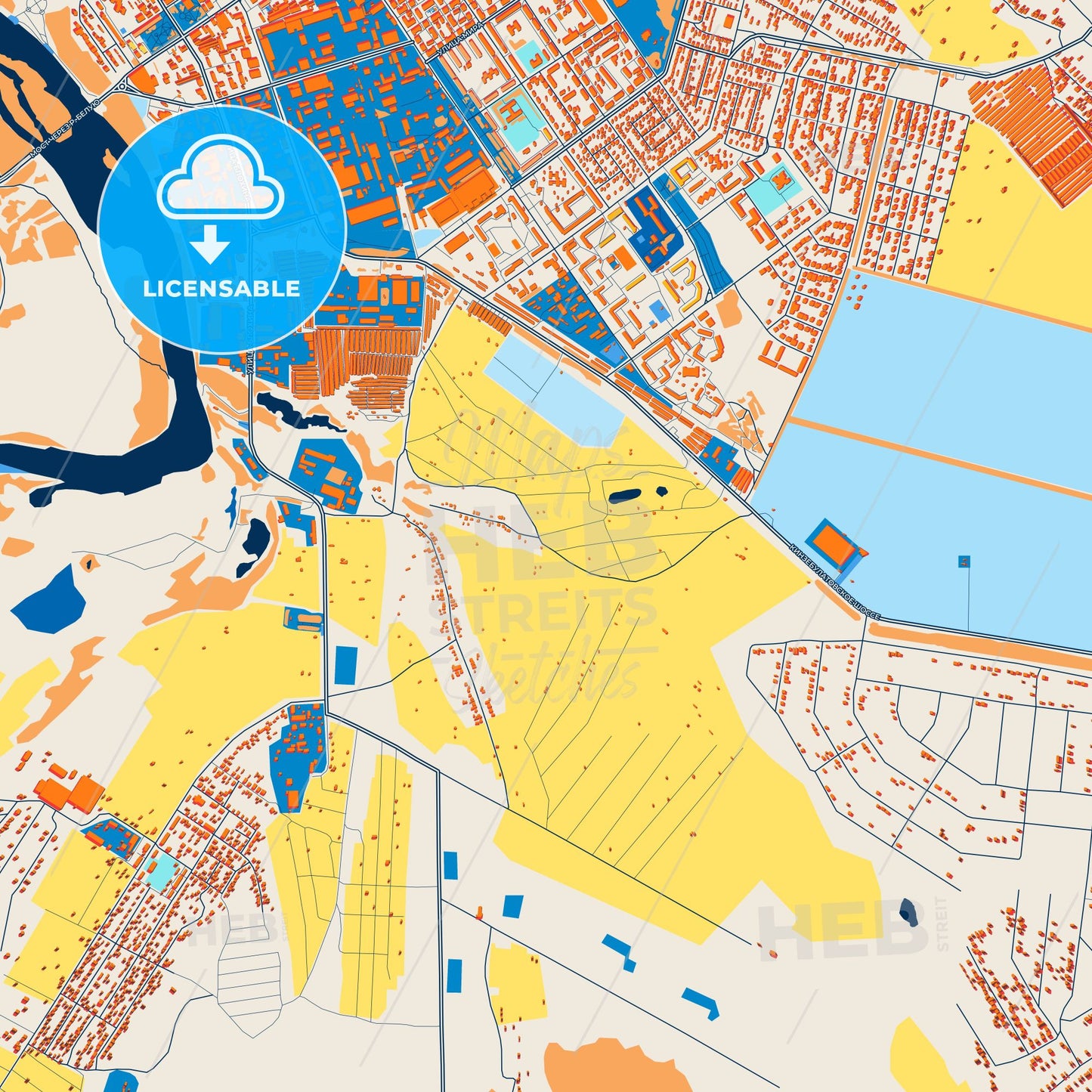 Colorful Ishimbay Street Map with Labels and Buildings