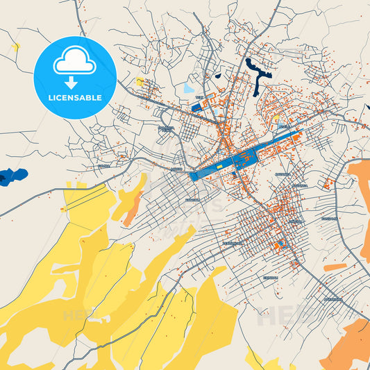 Colorful Isiro Street Map with Labels and Buildings