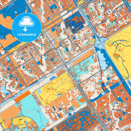 Colorful Islamabad Street Map with Labels and Buildings
