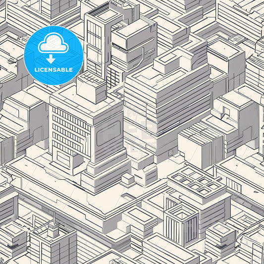 iso-perspective view of Berlin from the roofs - A drawing of a city