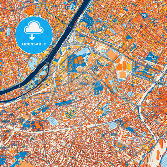 Colorful Issy-les-Moulineaux Street Map with Labels and Buildings