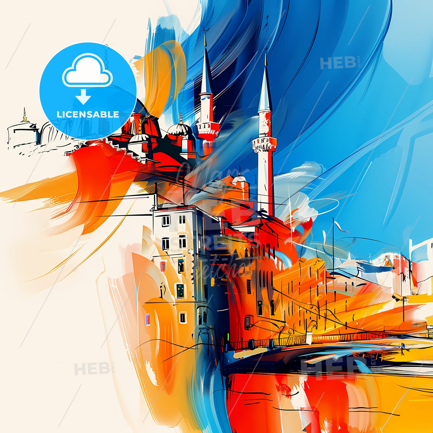 Vibrant İstanbul, Turkey - A Colorful Painting Of A City