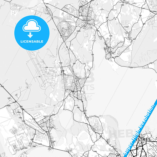 Istres, France light map with streetnames, citynames and districts