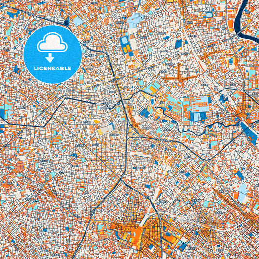 Colorful Itabashi Street Map with Labels and Buildings