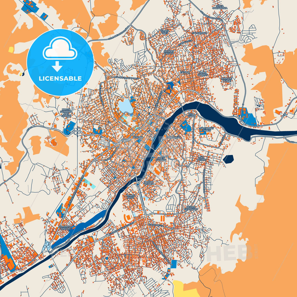 Colorful Itabuna Street Map with Labels and Buildings