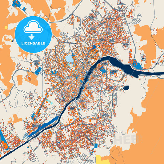 Colorful Itabuna Street Map with Labels and Buildings