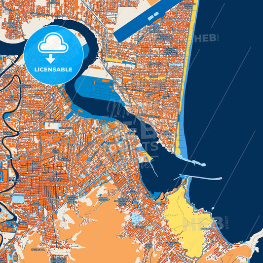 Colorful Itajai Street Map with Labels and Buildings