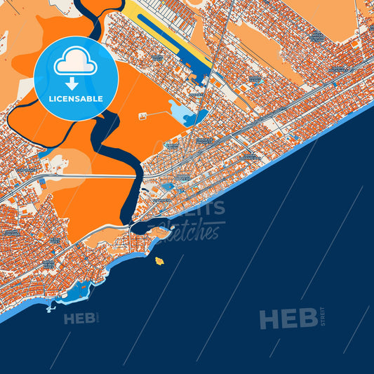 Colorful Itanhaem Street Map with Labels and Buildings
