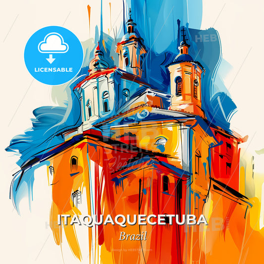 Vibrant Itaquaquecetuba, Brazil - A Painting Of A Building - Square format print template