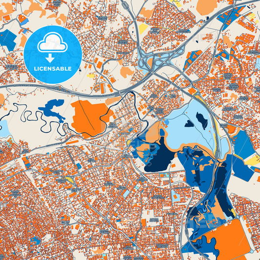Colorful Itaquaquecetuba Street Map with Labels and Buildings