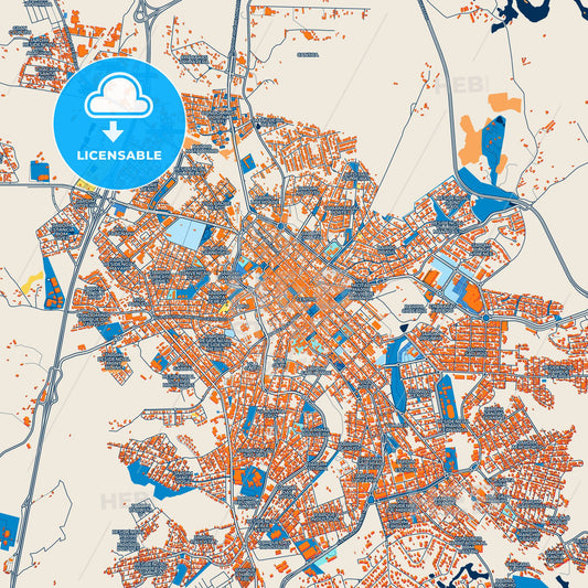 Colorful Itu Street Map with Labels and Buildings