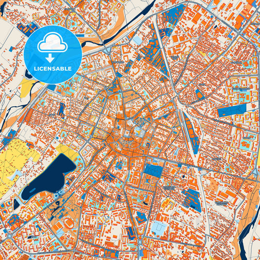 Colorful Ivano-Frankivsk Street Map with Labels and Buildings