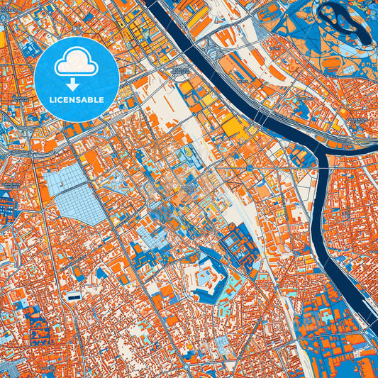 Colorful Ivry-sur-Seine Street Map with Labels and Buildings