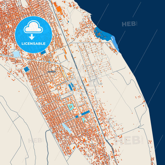 Colorful Izberbash Street Map with Labels and Buildings