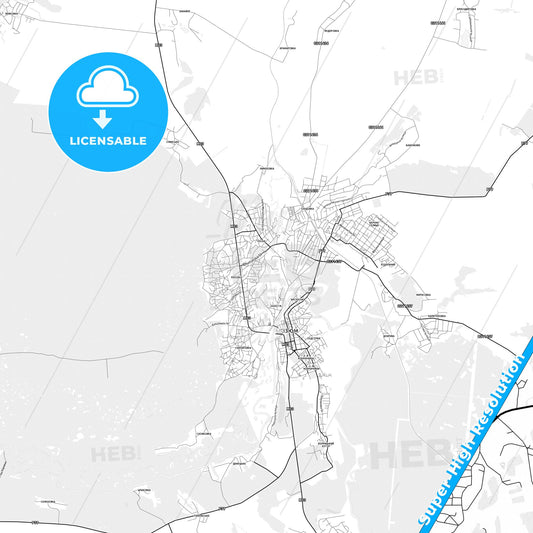 Izium, Ukraine light map with streetnames, citynames and districts