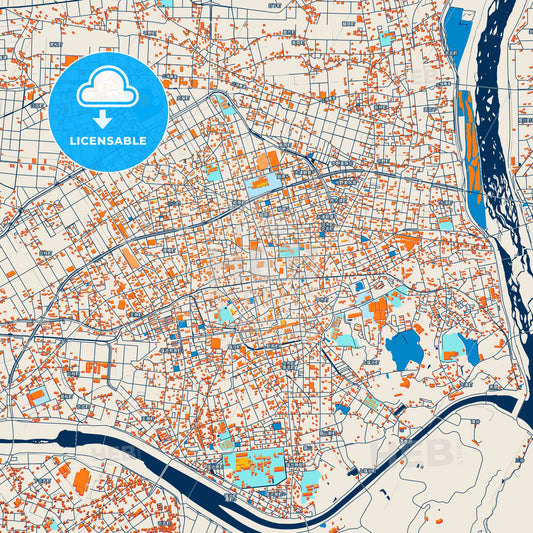 Colorful Izumo Street Map with Labels and Buildings