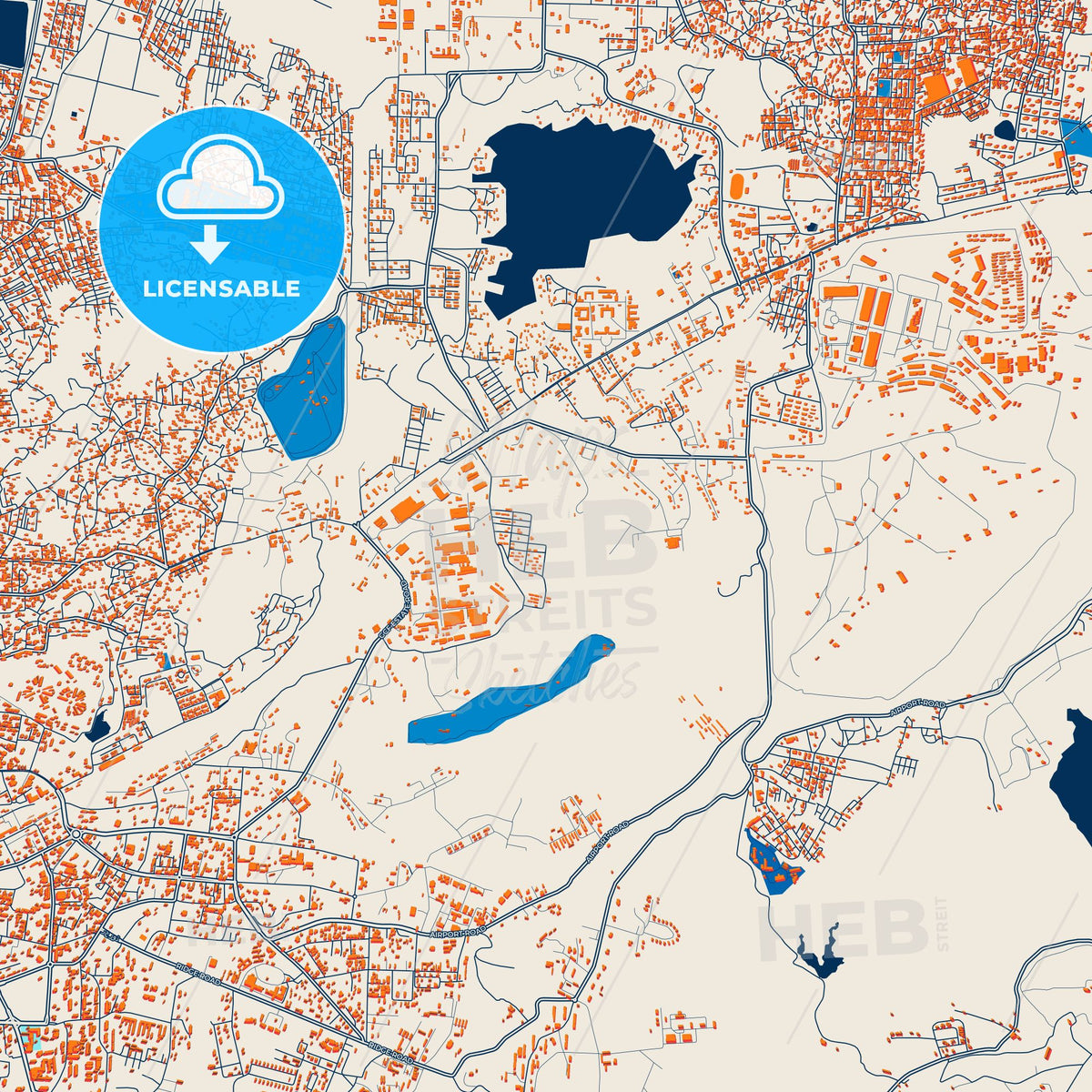 Colorful Jabalpur Street Map with Labels and Buildings