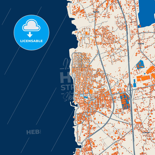 Colorful Jableh Street Map with Labels and Buildings