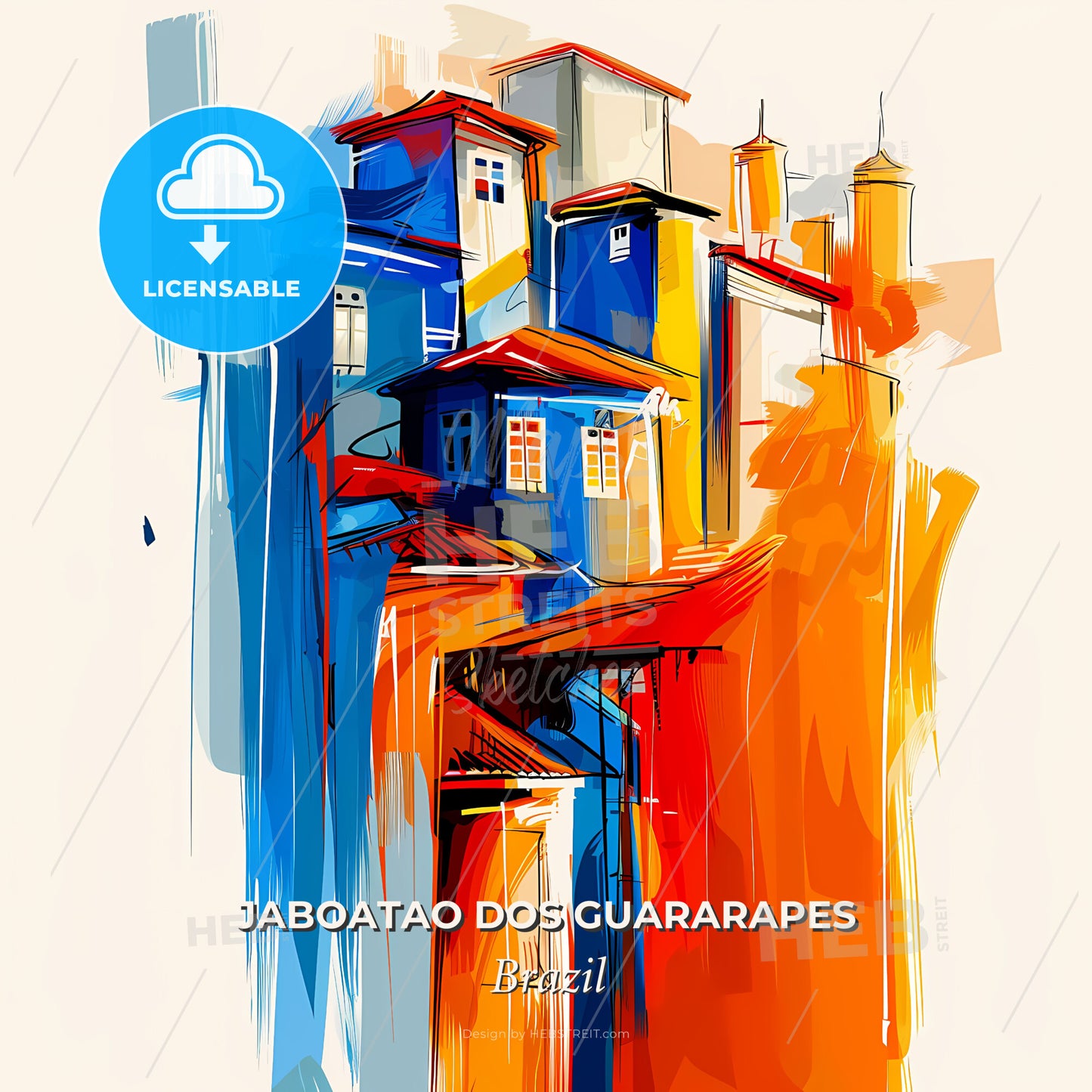 Vibrant Jaboatao Dos Guararapes, Brazil - A Colorful Painting Of Buildings - Square format print template