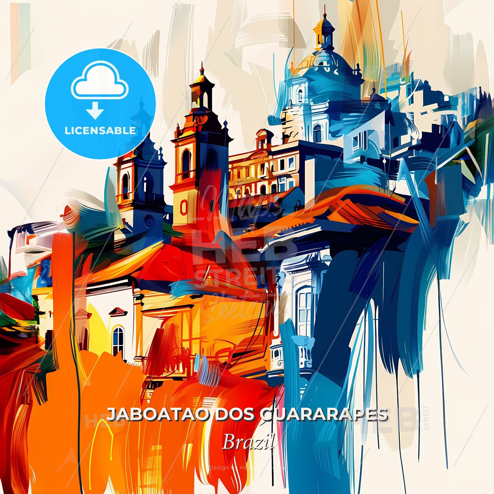 Vibrant Jaboatao Dos Guararapes, Brazil - A Colorful Painting Of Buildings - Square format print template