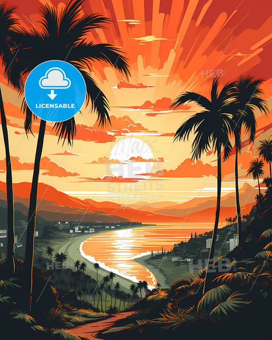 Vibrant Jaboatao dos Guararapes Brazil Beach Skyline Sunset Painting