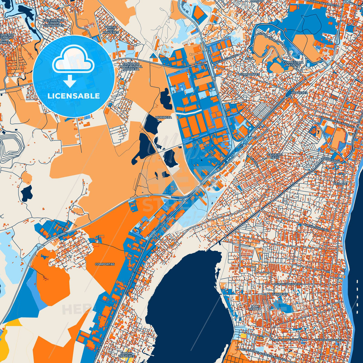 Colorful Jaboatao Street Map with Labels and Buildings