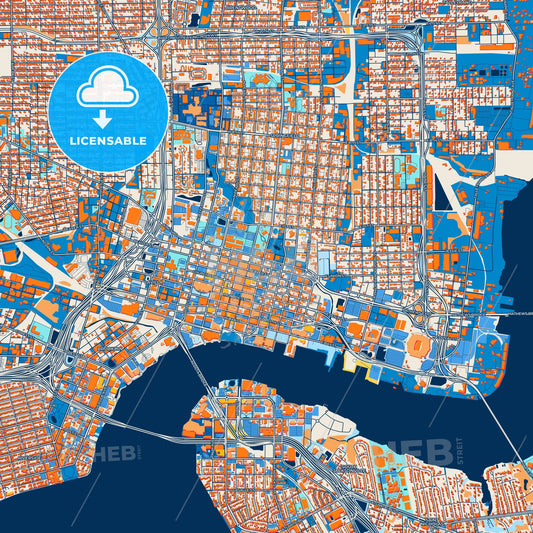 Colorful Jacksonville Street Map with Labels and Buildings