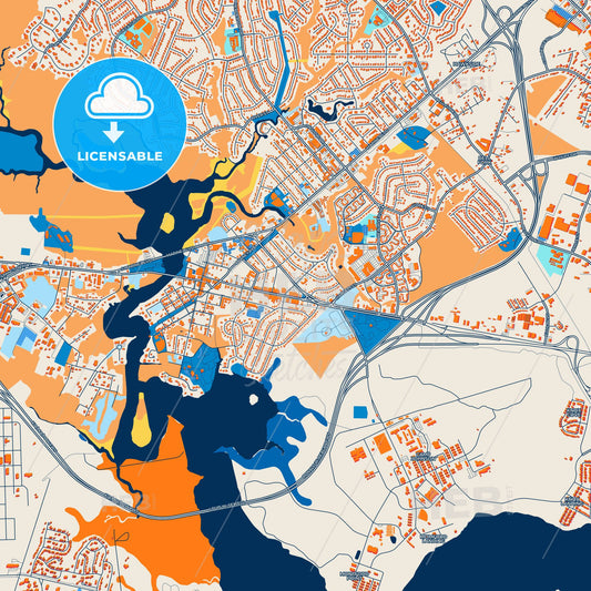 Colorful Jacksonville Street Map with Labels and Buildings