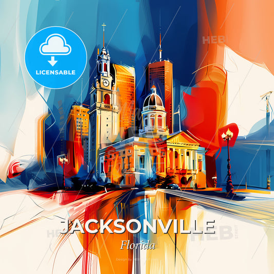 Vibrant Jacksonville, Florida - A Painting Of A City - Square format print template