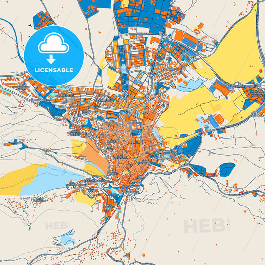 Colorful Jaén Street Map with Labels and Buildings