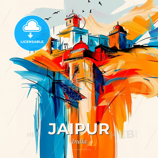 Vibrant Jaipur, India - A Painting Of A Building - Square format print template