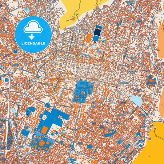 Colorful Jaipur Street Map with Labels and Buildings