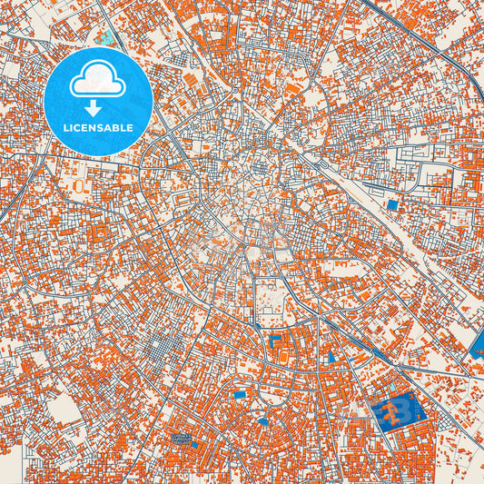 Colorful Jalandhar Street Map with Labels and Buildings