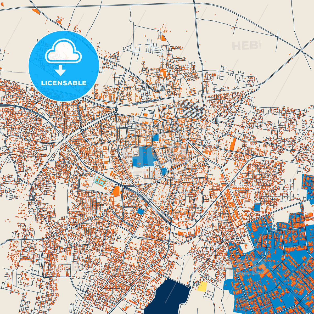 Colorful Jalgaon Street Map with Labels and Buildings