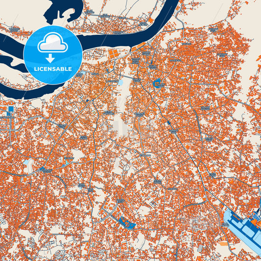 Colorful Jambi Street Map with Labels and Buildings