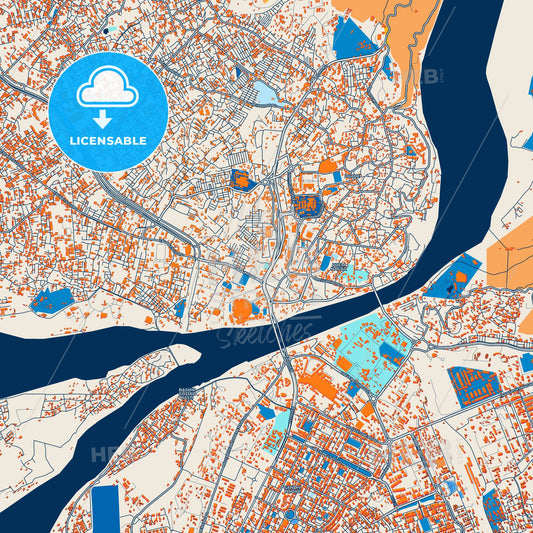 Colorful Jammu Street Map with Labels and Buildings