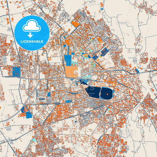 Colorful Jamnagar Street Map with Labels and Buildings