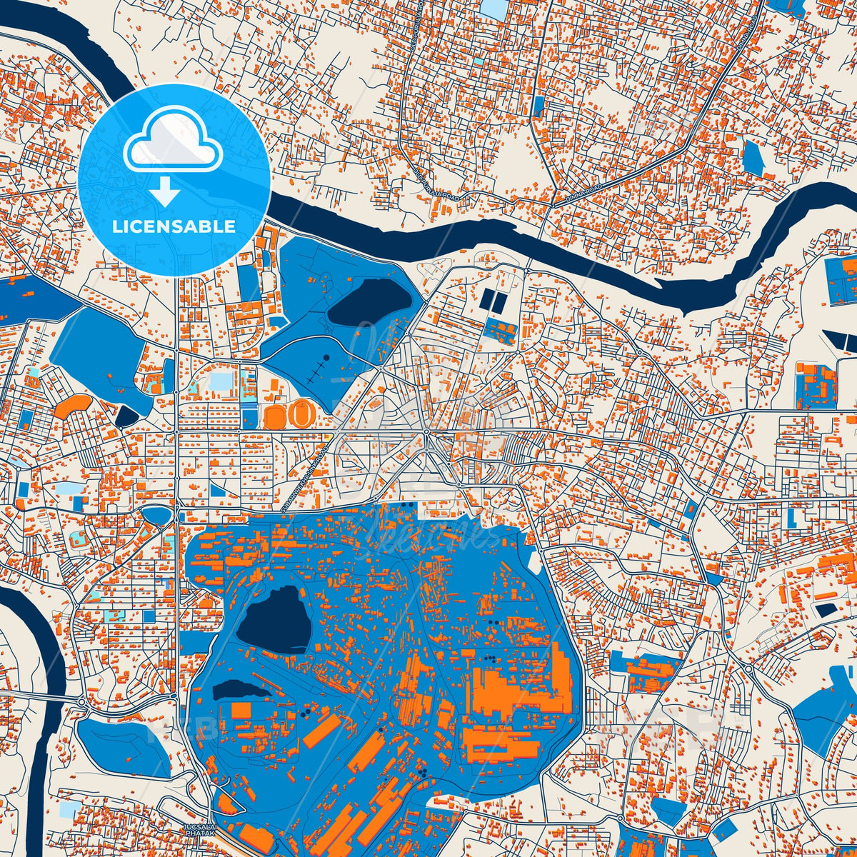 Colorful Jamshedpur Street Map with Labels and Buildings