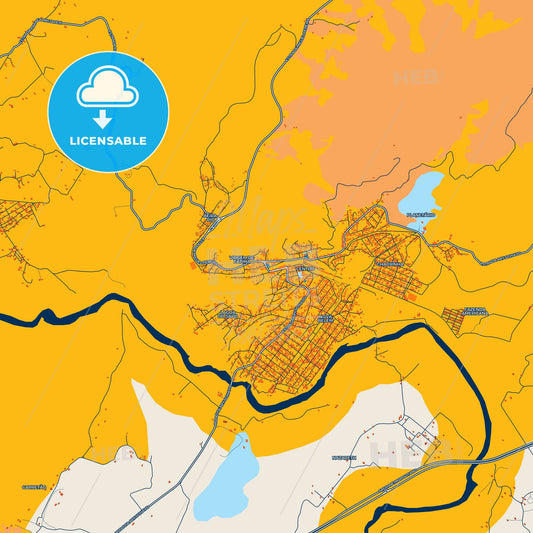 Colorful Japeri Street Map with Labels and Buildings