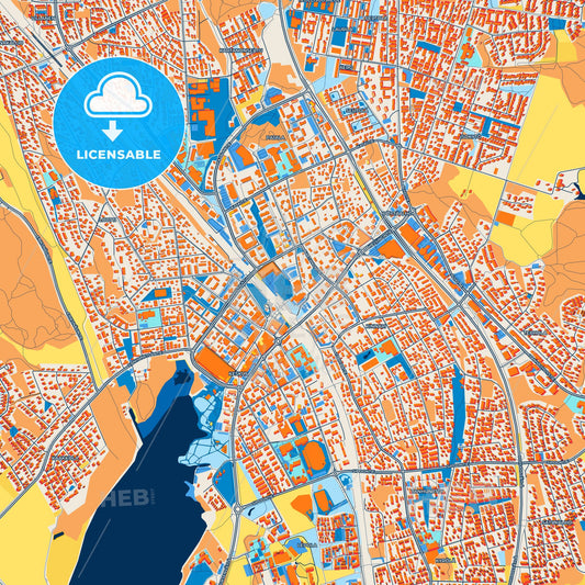 Colorful Järvenpää Street Map with Labels and Buildings
