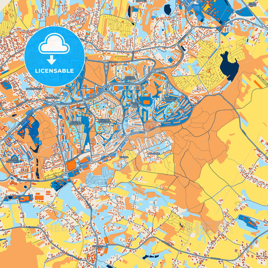 Colorful Jastrzębie Zdrój Street Map with Labels and Buildings