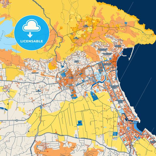 Colorful Javea Street Map with Labels and Buildings