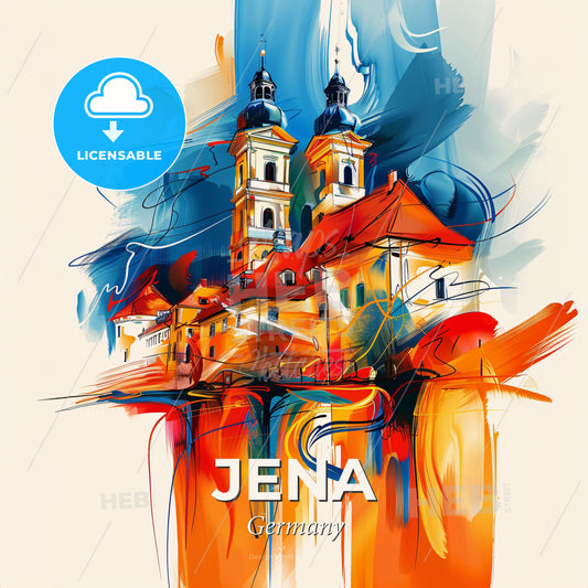 Vibrant Jena, Germany - A Painting Of A Building - Square format print template