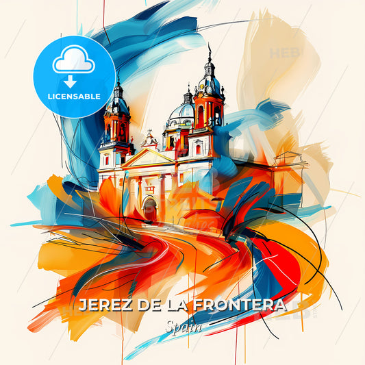 Vibrant Jerez De La Frontera, Spain - A Painting Of A Building - Square format print template