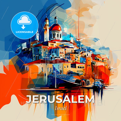 Vibrant Jerusalem, Israel - A Painting Of A City - Square format print template