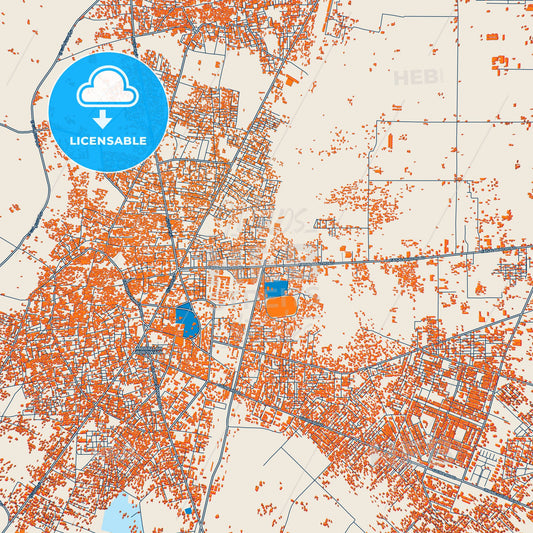 Colorful Jhang Street Map with Labels and Buildings