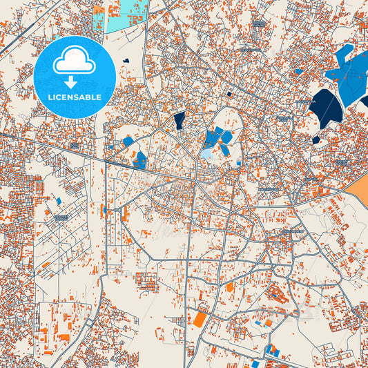 Colorful Jhansi Street Map with Labels and Buildings