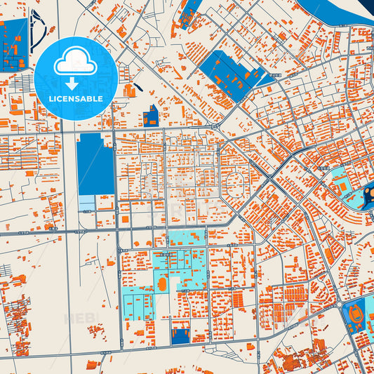 Colorful Jiamusi Street Map with Labels and Buildings