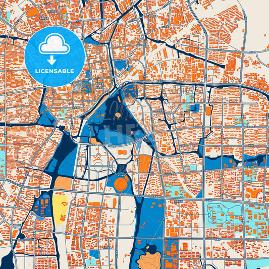 Colorful Jiaxing Street Map with Labels and Buildings