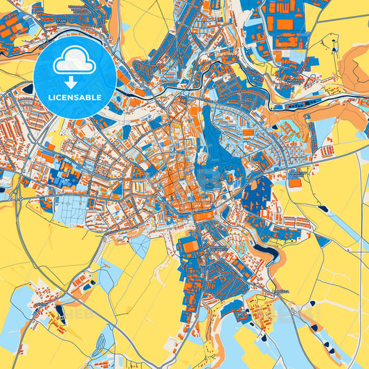 Colorful Jihlava Street Map with Labels and Buildings